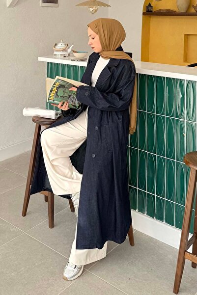 lamelif Баглама Детальний Кот Тренч Кот Кот Синій