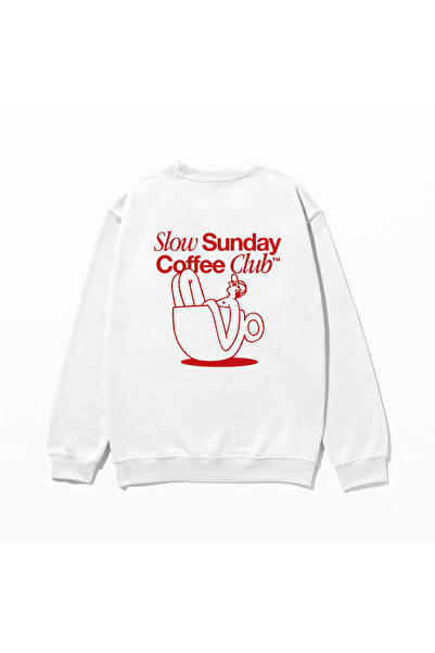 SVART WEAR Sunday Coffee Swea tricou cu imprimeu 100% bumbac supradimensionat...