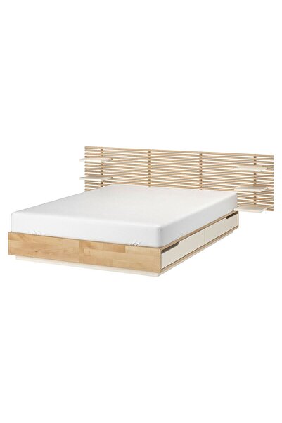 hobiurun Çift kişilik baza, huş, 140x200 cm, 4 çekmeceli