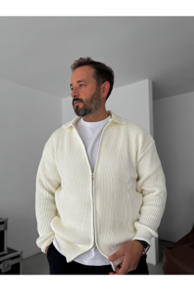 BYBASICMAN Ekru Fermuarlı Triko Sweat DF-002