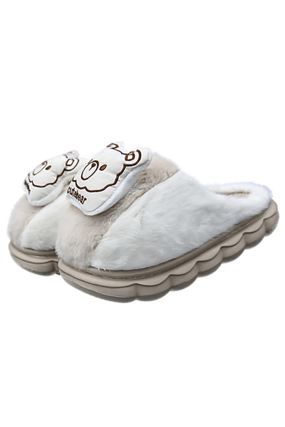 FOTOFUN Αφράτες και ζεστές παντόφλες για παιδιά - Μοντέλο CuteBear, Μπεζ, 32-33