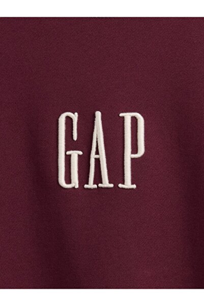 GAP Erkek Bordo Heavyweight Oversized Logo Bisiklet Yaka Sweatshirt