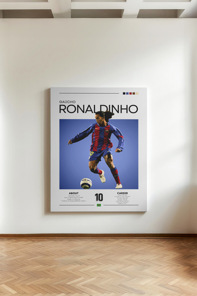 Kanvaspera Ronaldinho Poster - Kanvas Tablo - Brezilyalı Futbol Efsanesi Duva...