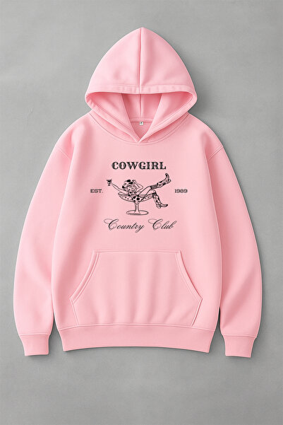 LORVEX Cowgirl Est 1989 Pulover din bumbac supradimensionat cu imprimeu front...