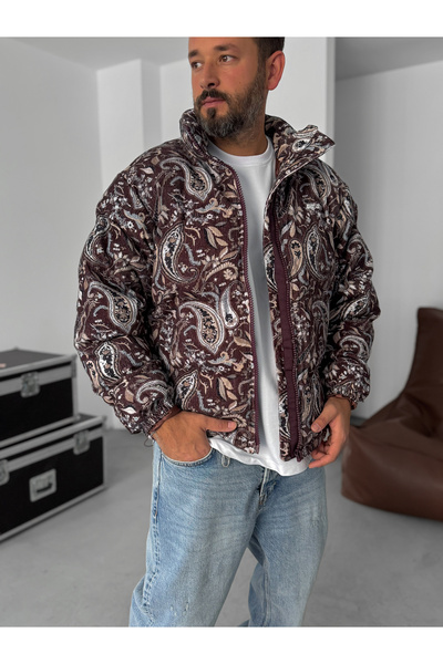BYBASICMAN Kahve Desenli Kadife Mont G-5776/1