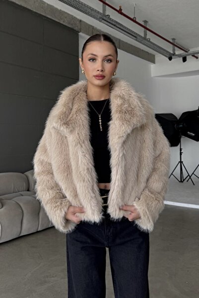 Moderk Kısa İthal Önü Kapamalı Yakalı Kürk Ceket Mont