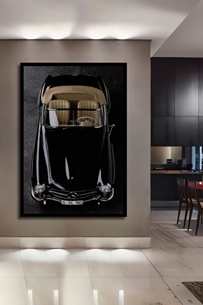 Teona Ahşap Dekoratif Ahşap Dikdörtgen Tablo Mercedes Klasik Araba Çerçeve Gö...