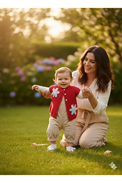 Nimini Kids Нова колекция с цветя и копчета, плетена жилетка за момичета (0-8 години)