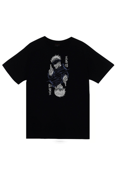 fame-stoned Tricou negru unisex 100% bumbac cu imprimare anime Jujutsu Kaisen