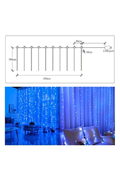 OEM Luminițe de Crăciun, 3M x 3M, model cu rețea USB, 8 moduri, 300 LED-uri, impermeabile, luminozitate reglabilă,