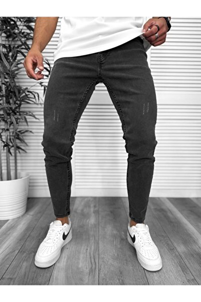 dehaine Blugi barbati slim fit, negru, model cu zgarieturi, 923