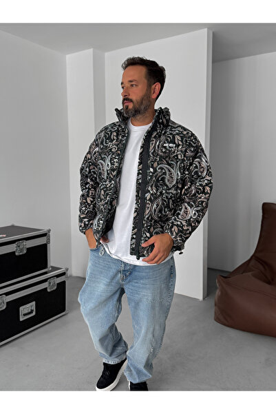 BYBASICMAN Koyu Yeşil Desenli Kadife Mont G-5776/1