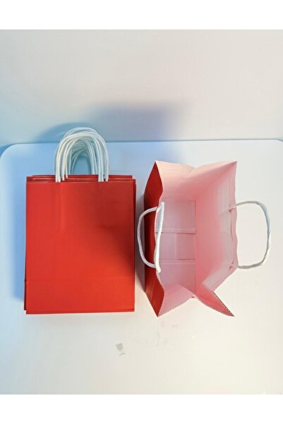 aybaş kağıtçılık 1.Kalite 18x24 Cm 10’ Lu Kırmızı Renkli Kraft Kağıt Çanta, Hediye Poşeti, Hediye Paketi, Kraft Çanta