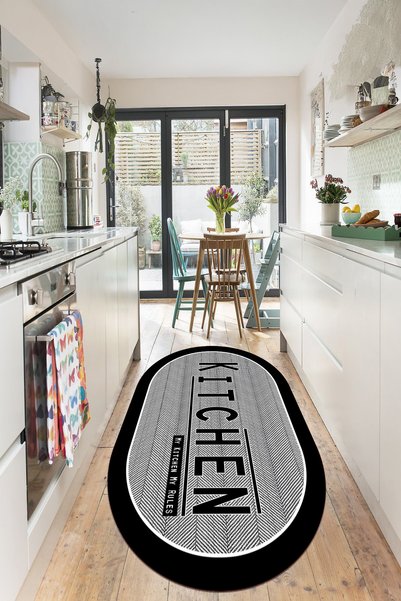 EVİMSEN Dijital Baskılı Yıkanabilir ve Kaymaz Tabanlı Modern Kitchen Desenli ...
