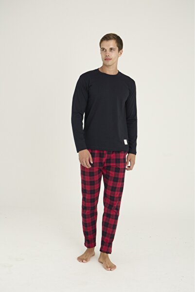 Montazah Ανδρικό σετ πιτζάμες από βαμβακερό λαιμόκοψη