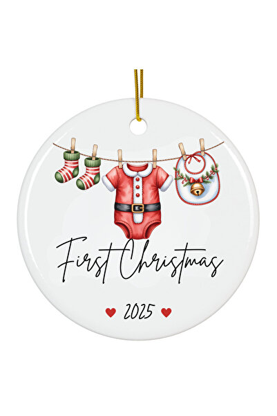 OEM Ornament acrilic alb cadou bebe First Christmas 2025 8cm