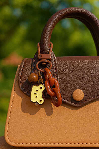 Jaida Moda Brown Teddy Bear Figured Chain Bag Charm and Keychain – for Women and Children