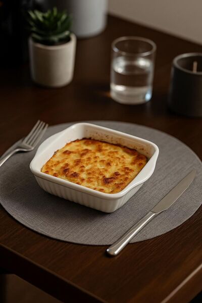 Akkoyunlu home Kare Servis Tabağı,Salata Kasesi Sunumluk Tabak Fırın Kabı 17x...