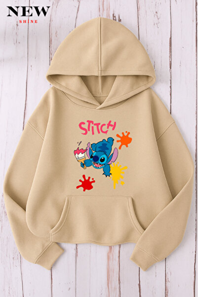 New Shine سويت شيرت مطبوع عليه ستيتش