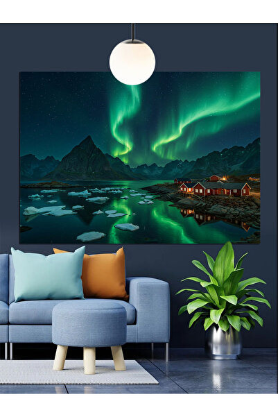 Artmeg Διακοσμητικός καμβάς Northern Lights Aurora Nature - Ξύλινος πίνακας MDF