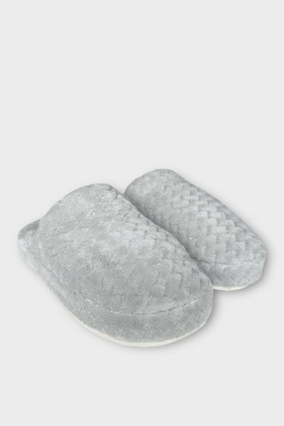 Liger Γυναικείες παντόφλες με μοτίβο ζιγκ-ζαγκ με γούνα εσωτερικά, αντιολισθητική σόλα ΓΚΡΙ