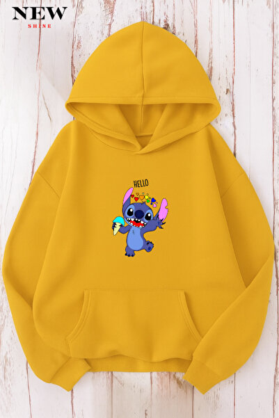 New Shine سويت شيرت مطبوع عليه ستيتش