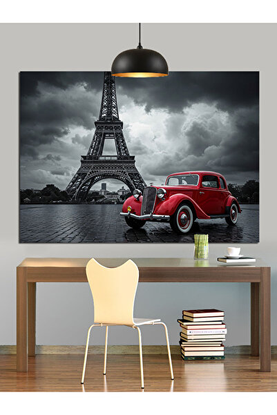 Artmeg Paris Eyfel Kulesi Araba Dekoratif Kanvas - Mdf Ahşap Tablo