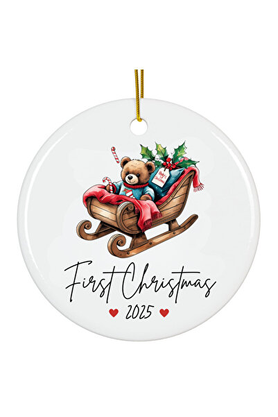 OEM Ornament acrilic alb bebe First Christmas 2025 cadou 8cm