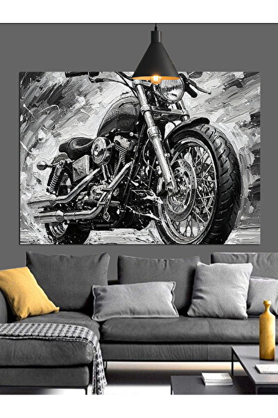 Artmeg Pânză decorativă cu lumină albă pentru motocicletă neagră - Tablou din...