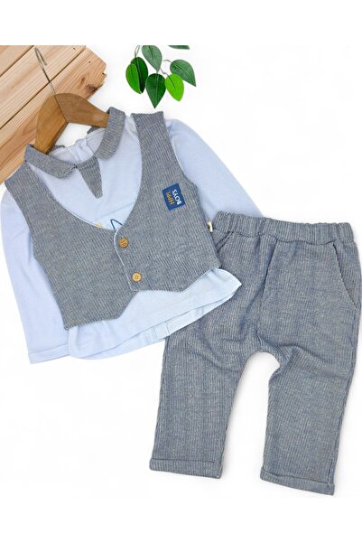 Egelite Baby Boy 6-9-12-18 Months 3 Piece Stylish Baby Set with Stripes and Vest