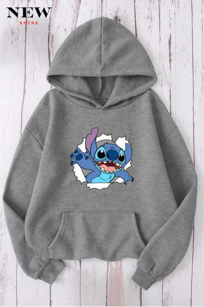 New Shine سويت شيرت مطبوع عليه ستيتش