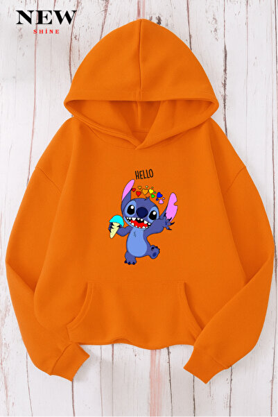 New Shine سويت شيرت مطبوع عليه ستيتش