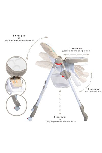 Cangaroo Scaun de masa Kimchi Khaki, varsta 6-36 luni, spatar reglabil
