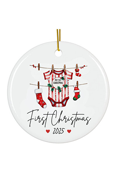 OEM Ornament acrilic alb 8cm bebe Primul Craciun 2025 special