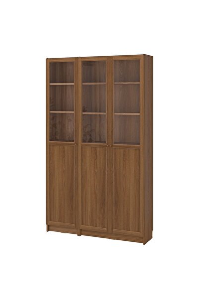 hobiurun Cam/panel kapaklı kitaplık, kahverengi ceviz görünüm, 120x30x202 cm