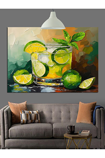 Artmeg Pânză decorativă Cocktail Fresh Lime Mint - Masă din lemn MDF