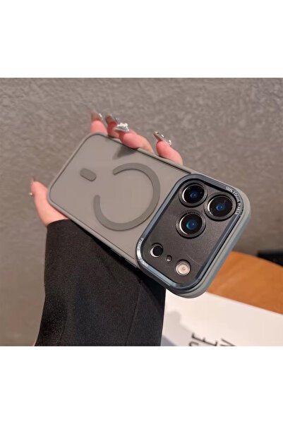 m.tk moveteck iPhone 17 Pro Kılıf Metal Lens Çerceveli Arkası Şeffaf Pc Magsa...
