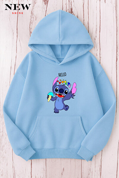 New Shine سويت شيرت مطبوع عليه ستيتش