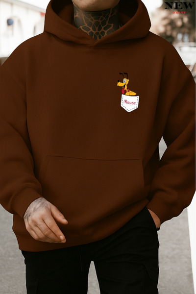 New Shine سترة رياضية مطبوعة عليها كلب في الجيب