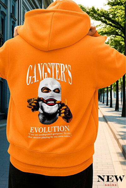 New Shine سويت شيرت مطبوع عليه عبارة Gangsters