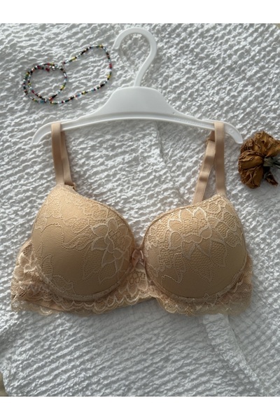 Myquality حمالة صدر بدون حشوة بتفاصيل دانتيل متقاطعة مزدوجة