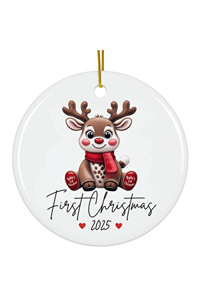 OEM White acrylic gift ornament First Christmas baby 2025 8cm