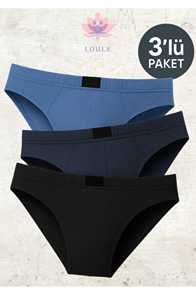 Loule Men's Underwear 100% Cotton 3 Pieces Slip Briefs