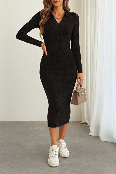 merlavin Rochie de tricotat cu decolteu în V pentru femei