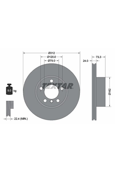 TEXTAR Brake Disc, front left/right, BMW 4 Series, F36,