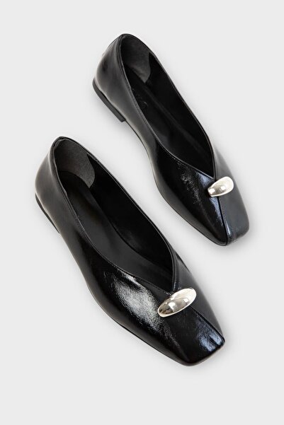 Liger Женски балерини с квадратна катарама BLACK