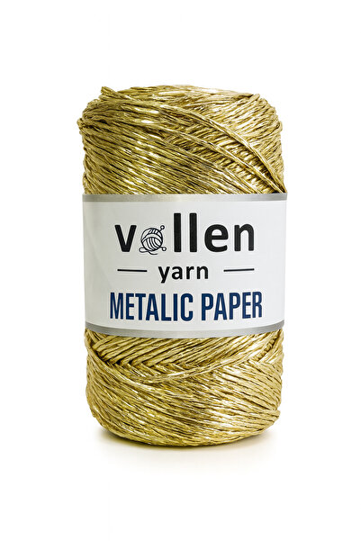 vollen yarn Premium Metalik Kagıt Ip,Parlak Çanta Ipi,200 Gr- 320 M , Simli Metalik Ip,Metalik Abiye Ip