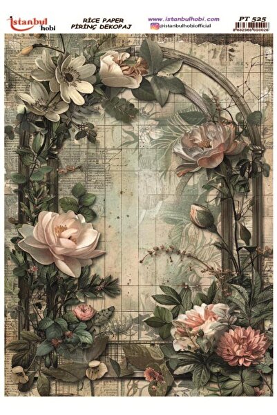 İstanbul Hobi ورق ديكور نحاسي 30×42 سم PT-525 زهور
