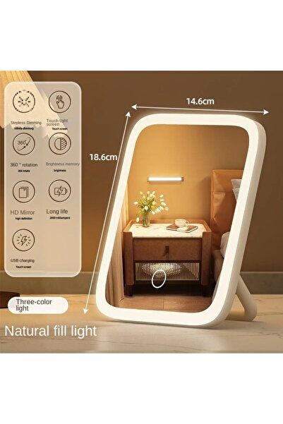 VEYA Portable Foldable LED Makeup Mirror - 3-Color Lighting with Touch Control, Fast USB Charging, Rotatable