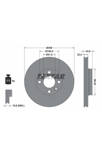 TEXTAR Disc Frana, fata stanga/dreapta , Dacia Logan 3,